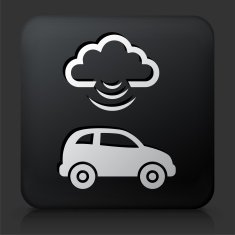 Black Square Button with Car Cloud Computing Icon