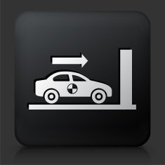 Black Square Button with Car Collision Icon N2