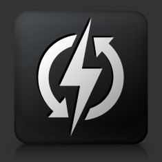 Black Square Button with Electric Bolt Icon