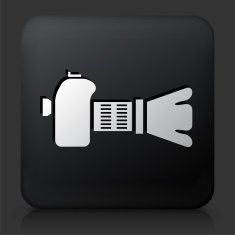 Black Square Button with Photo Camera