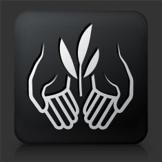 Black Square Button with Tea Plant Icon