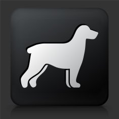 Black Square Button with Dog Silhouette N2