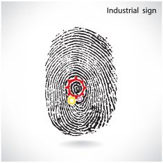 Creative gear idea concept with fingerprint symbol industrail sign