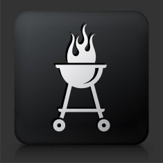 Black Square Button with Grill Icon N6