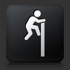 Black Square Button with Businessman Climbing Wall