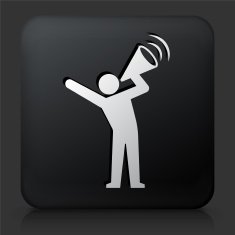 Black Square Button with Megaphone Protest N2