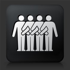 Black Square Button with Protest Together Icon
