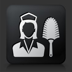 Black Square Button with Hotel Room Service N3
