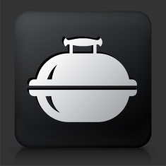 Black Square Button with Grill Icon N7