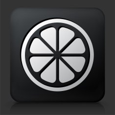 Black Square Button with Fruit Icon N2