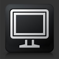 Black Square Button with Computer Icon N2