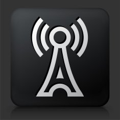 Black Square Button with Antenna Icon