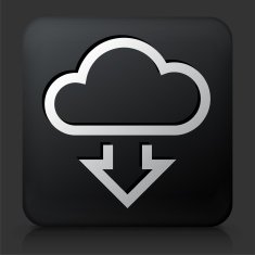 Black Square Button with Download Cloud Icon N3