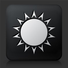 Black Square Button with Sun Symbol N3
