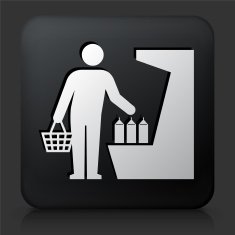 Black Square Button with Customer Shopping N2