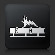 Black Square Button with Pipe Fire Icon