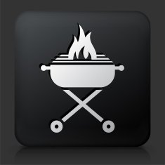 Black Square Button with Grill