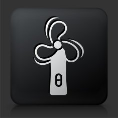 Black Square Button with Hand Held Fan