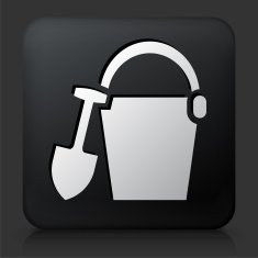 Black Square Button with Sand Bucket