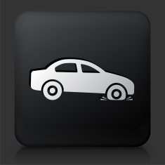 Black Square Button with Flat Tire