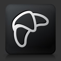 Black Square Button with Croissant Icon N3