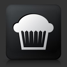 Black Square Button with Muffin Icon N2