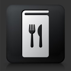 Black Square Button with Food Menu