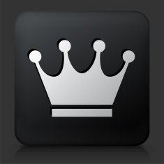 Black Square Button with Crown N16