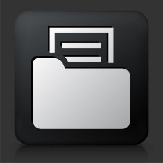 Black Square Button with Folder & Document
