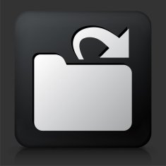 Black Square Button with Open Folder