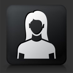 Black Square Button with Female Face Icon N39