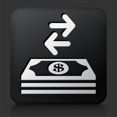 Black Square Button with Money Exchange