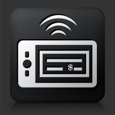 Black Square Button with Check Scanner Phone