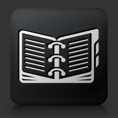 Black Square Button with Opened Binder