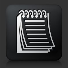 Black Square Button with Binder Paper