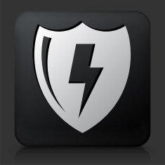 Black Square Button with Electric Shield
