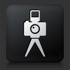 Black Square Button with Camera