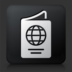 Black Square Button with Passport