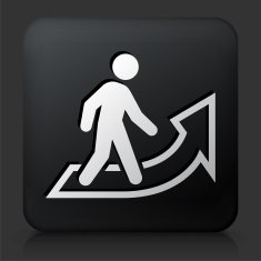 Black Square Button with Businessman Progress Icon N2