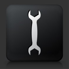 Black Square Button with Wrench Icon N6