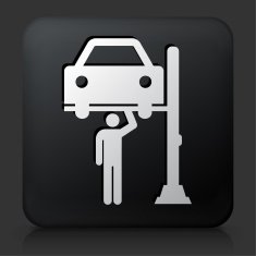 Black Square Button with Car Mechanic Icon N3