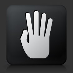 Black Square Button with Hand N3