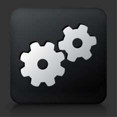 Black Square Button with Gear Icon N3