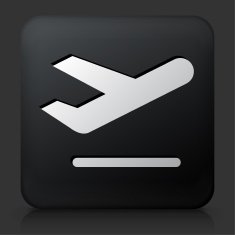 Black Square Button with Airplane Icon N7