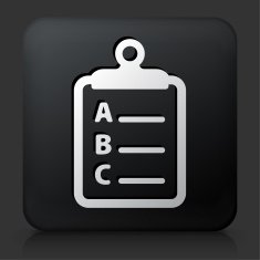 Black Square Button with Checklist Icon