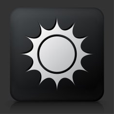 Black Square Button with Sun Icon N2