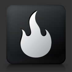 Black Square Button with Flame Icon N2