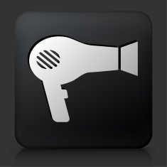 Black Square Button with Hair Blower Icon N2