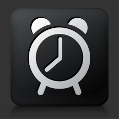Black Square Button with Alarm Clock Icon N2