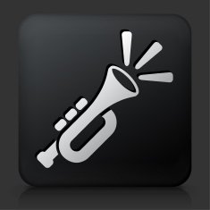Black Square Button with Trumpet